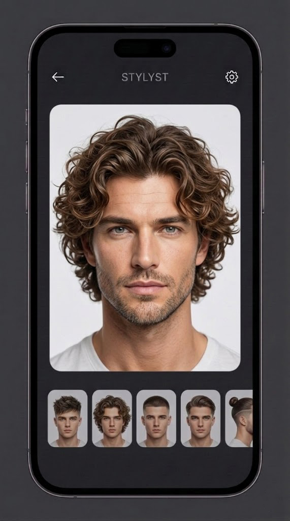 Male hairstyle result curly